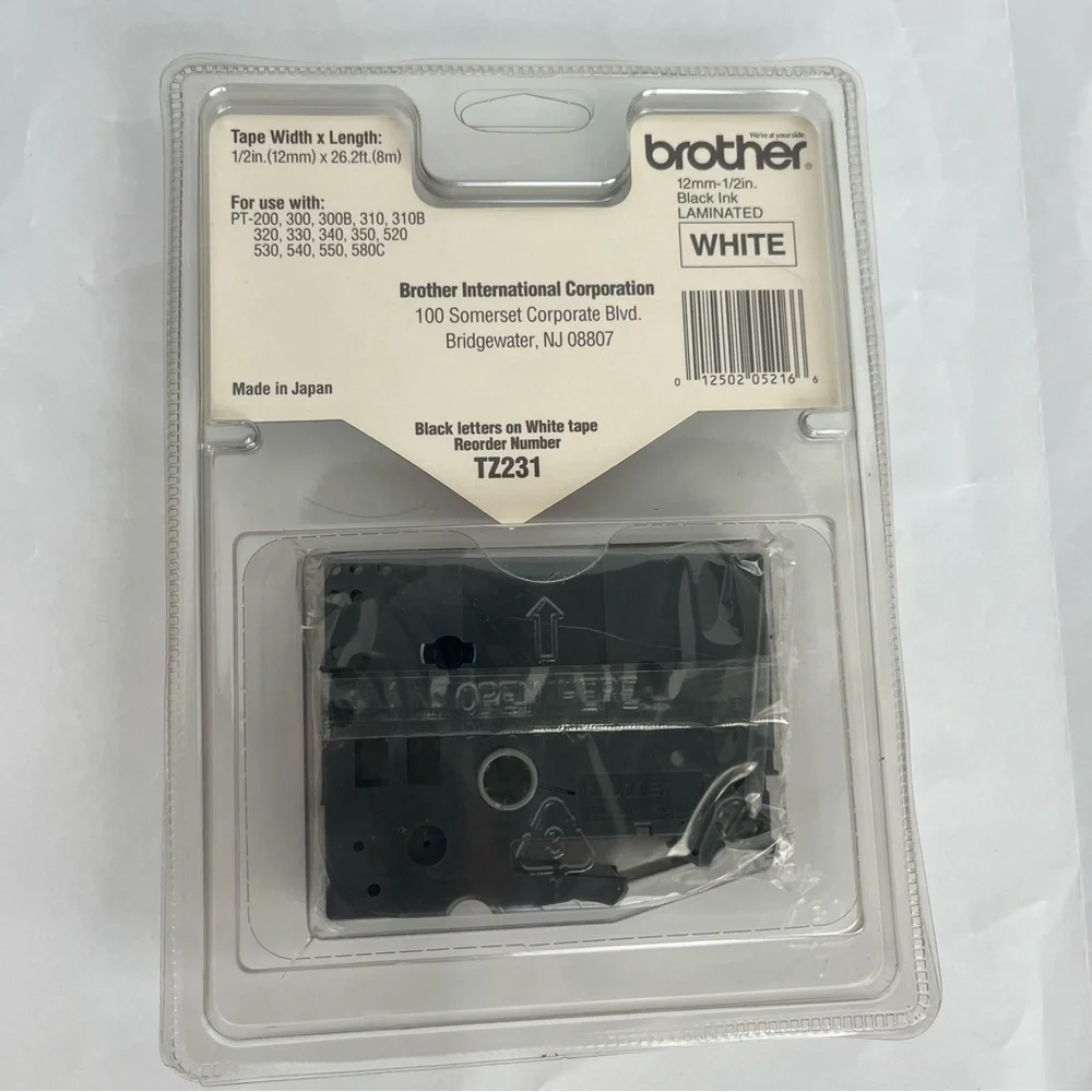 Brother Laminated Label Tape in Black and White